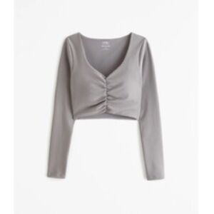 NWT Abercrombie YPB ScultpLux Ruched Long Sleeve Crop Top